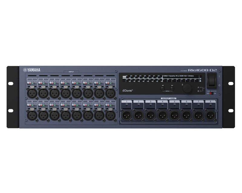Yamaha RIO1608D2 Dante Network Rack 16in/8out with Dual PSU & OLED
