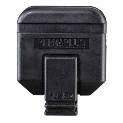 PERMAPLUG 13a 230V black impact resistant plug (230 Volt, 2P+E Pin Configuration)