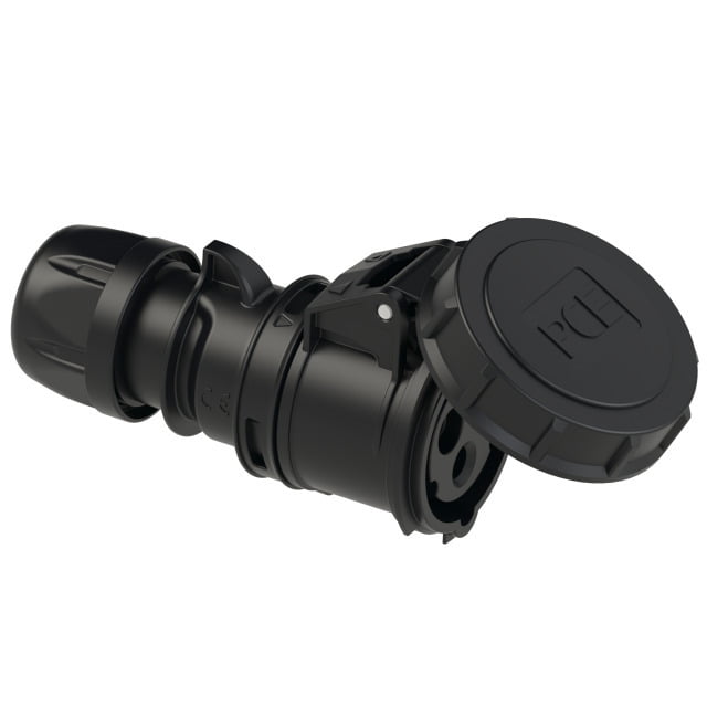 PCE 16A inline socket midnight black (240V 2P+E) IP67