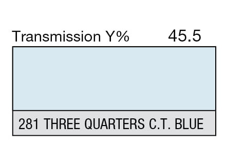 LEE 281 Three Quarter C.T.Blue Full Sheet (1.22 x 0.53m) LEE 281 Three Quarter C.T.Blue Full Sheet (1.22 x 0.53m)