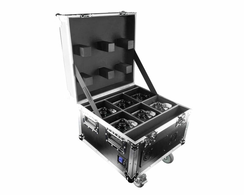 Chauvet  WELLFit DMX LED Uplighter 6x in Charging Flightcase Chrome IP65