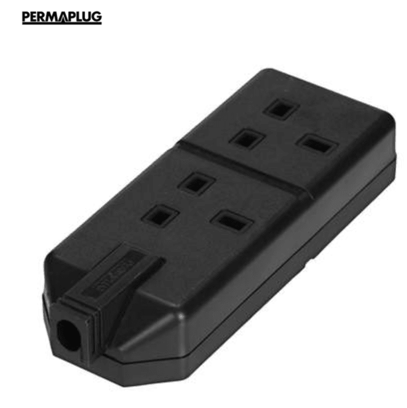 13a 230V 2 gang black trailing socket 13a 230V 2 gang black trailing socket