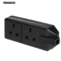 13a 230V 2 gang black trailing socket