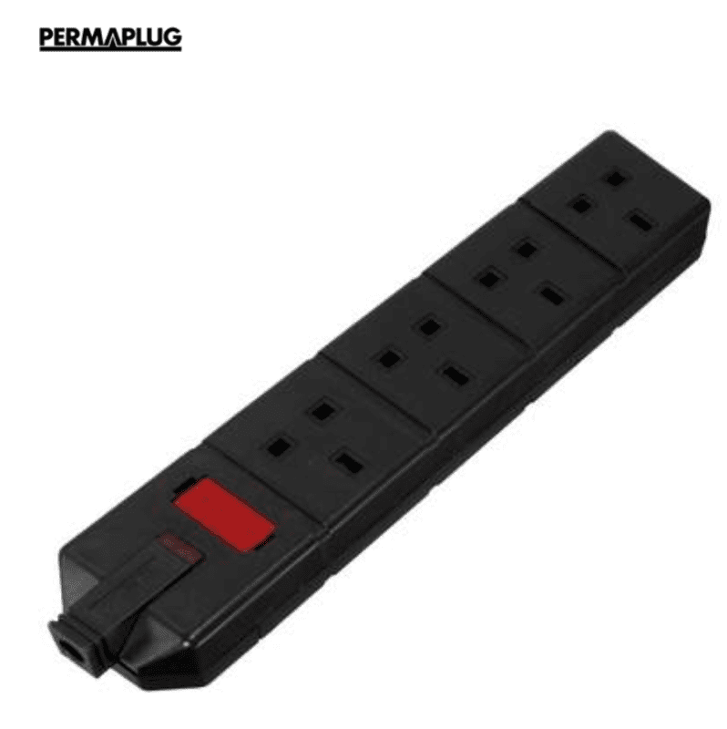 13a 230V 4 gang black trailing socket 13a 230V 4 gang black trailing socket